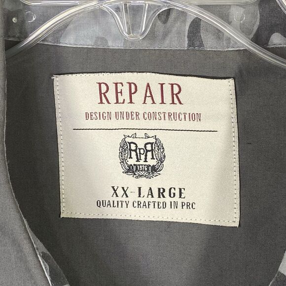 RPR Repair Design Under Construction Mens Sz XXL Grey Camo Button Down Pockets - Picture 7 of 13